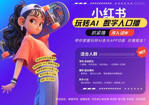 小红书数字人暴力起号，AI改写文案，再也不用费劲录口播，流量火爆月入破W轻松拿捏-甄选网创