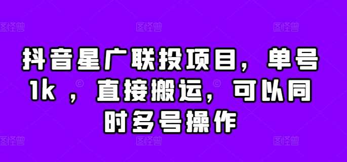 抖音星广联投项目，单号1k ，直接搬运，可以同时多号操作【揭秘】-甄选网创