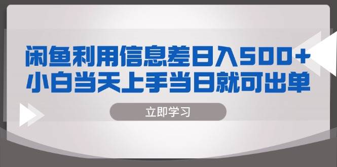 （13170期）闲鱼利用信息差 日入500+  小白当天上手 当日就可出单-甄选网创