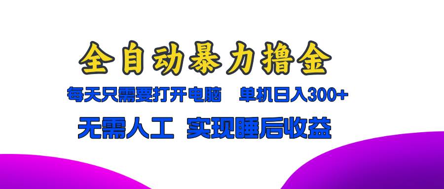 （13186期）全自动暴力撸金，只需要打开电脑，单机日入300+无需人工，实现睡后收益-甄选网创