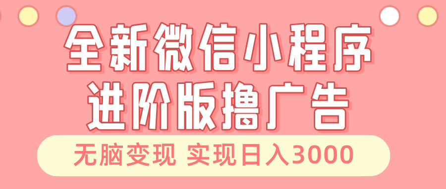 （13197期）全新微信小程序进阶版撸广告 无脑变现睡后也有收入 日入3000＋-甄选网创