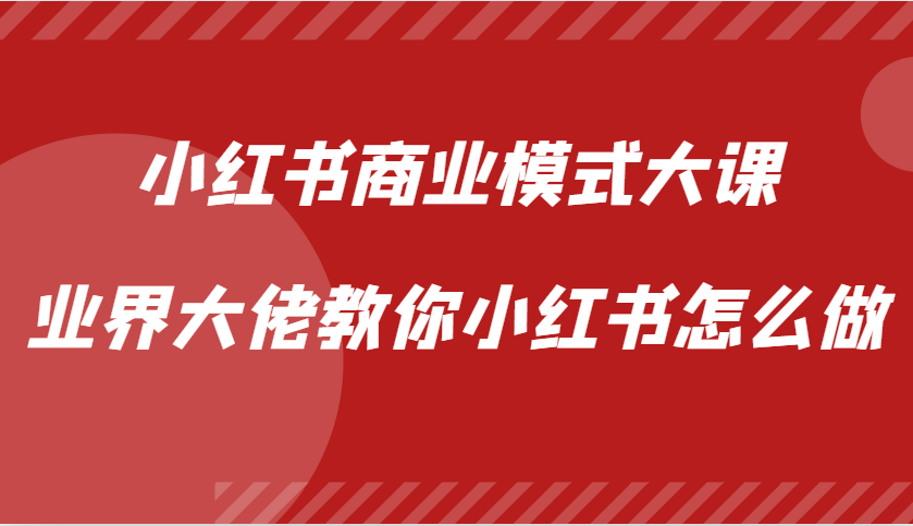 小红书商业模式大课，业界大佬教你小红书怎么做【视频课】-甄选网创