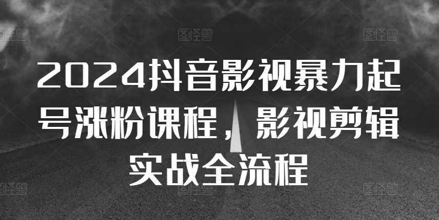 2024抖音影视暴力起号涨粉课程，影视剪辑搬运实战全流程-甄选网创