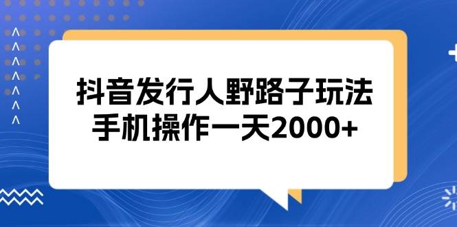 （13220期）抖音发行人野路子玩法，手机操作一天2000+-甄选网创