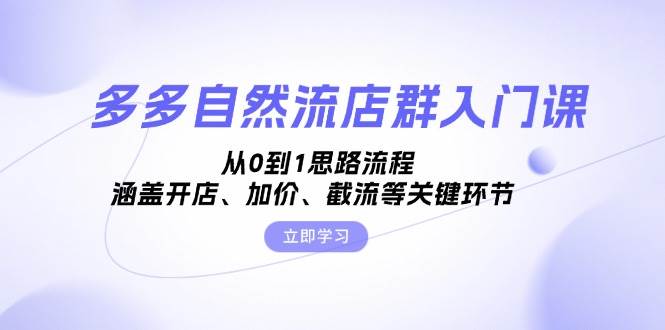 （13279期）多多自然流店群入门课，从0到1思路流程，涵盖开店、加价、截流等关键环节-甄选网创