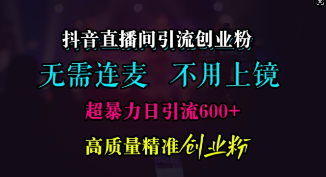 抖音直播间引流创业粉，无需连麦、无需上镜，超暴力日引流600+高质量精准创业粉【揭秘】-甄选网创