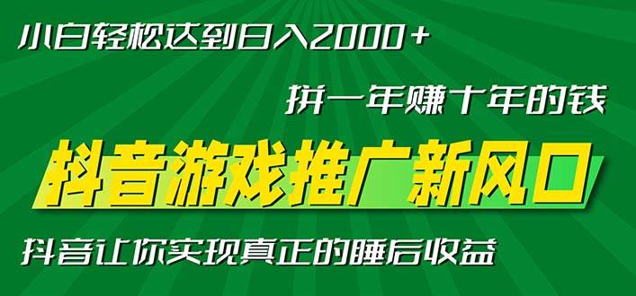 （13331期）新风口抖音游戏推广—拼一年赚十年的钱，小白每天一小时轻松日入2000＋-甄选网创