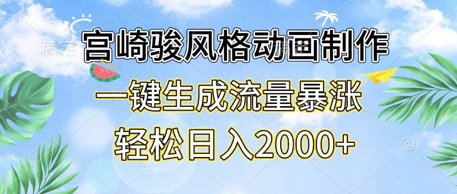 （13386期）宫崎骏风格动画制作，一键生成流量暴涨，轻松日入2000+-甄选网创