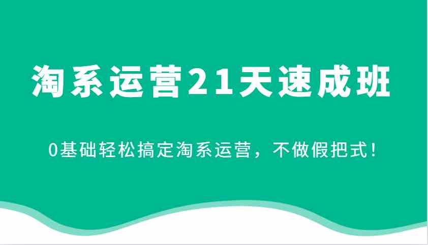 淘系运营21天速成班，0基础轻松搞定淘系运营，不做假把式！-甄选网创