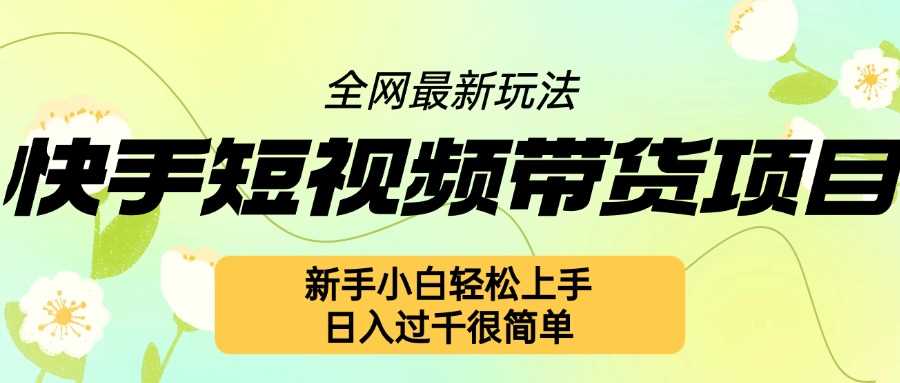 快手短视频带货项目最新玩法，新手小白轻松上手，日入几张很简单【揭秘】-甄选网创