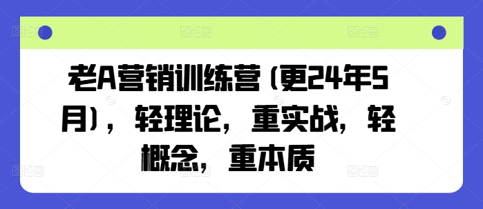 老A营销训练营(更24年11月)，轻理论，重实战，轻概念，重本质-甄选网创