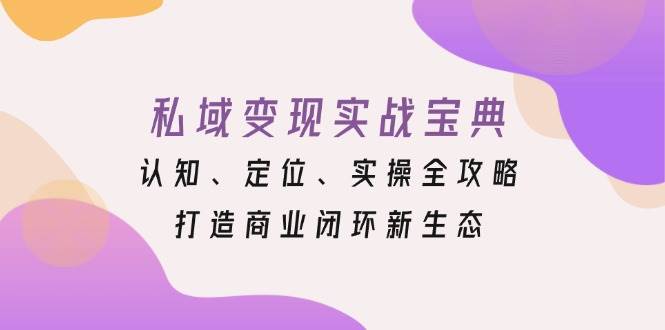 （13483期）私域变现实战宝典：认知、定位、实操全攻略，打造商业闭环新生态-甄选网创