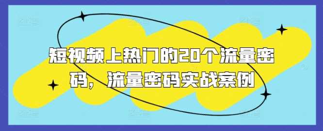 短视频上热门的20个流量密码，流量密码实战案例-甄选网创