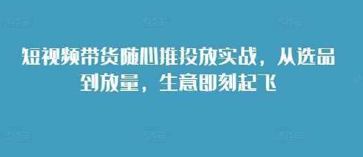 短视频带货随心推投放实战，从选品到放量，生意即刻起飞-甄选网创