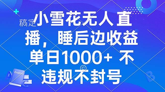 （13491期）小雪花无人直播 睡后收益单日1000+ 零粉丝新号开播 不违规 看完就会-甄选网创