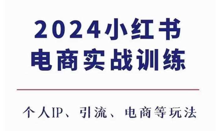 2024小红书电商3.0实战训练，包含个人IP、引流、电商等玩法-甄选网创