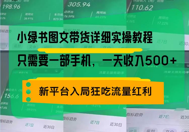 （13509期）小绿书图文带货详细实操教程，只需要一部手机，一天收入500+，轻松变现-甄选网创