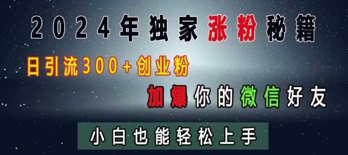 2024年独家涨粉秘籍，日引流300+创业粉，加爆你的微信好友，小白也能轻松上手-甄选网创