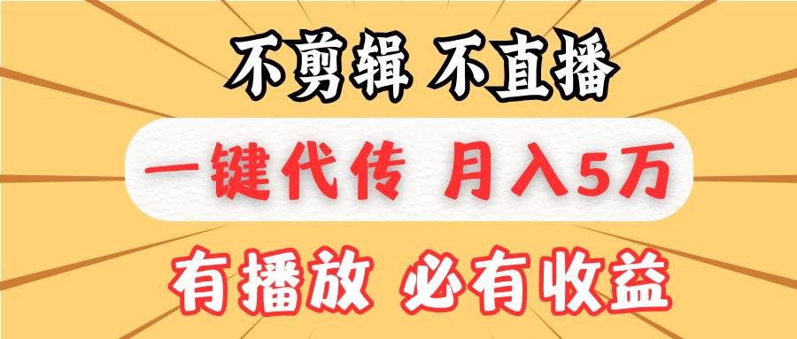 （13555期）不剪辑不直播，一键代发，月入5万懒人必备，我出视频你来发-甄选网创