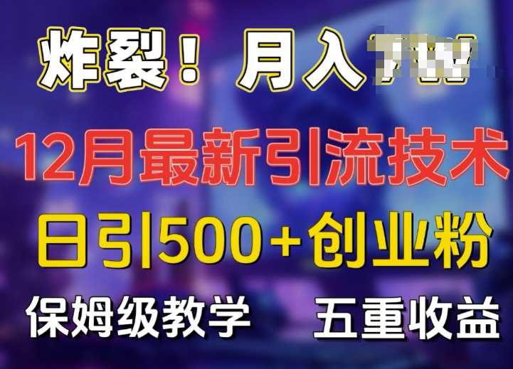 炸裂!揭秘12月最新日引流500+精准创业粉，多重收益保姆级教学-甄选网创