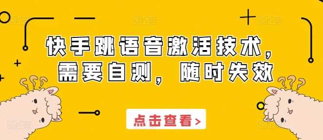 快手跳语音激活技术，需要自测，随时失效-甄选网创