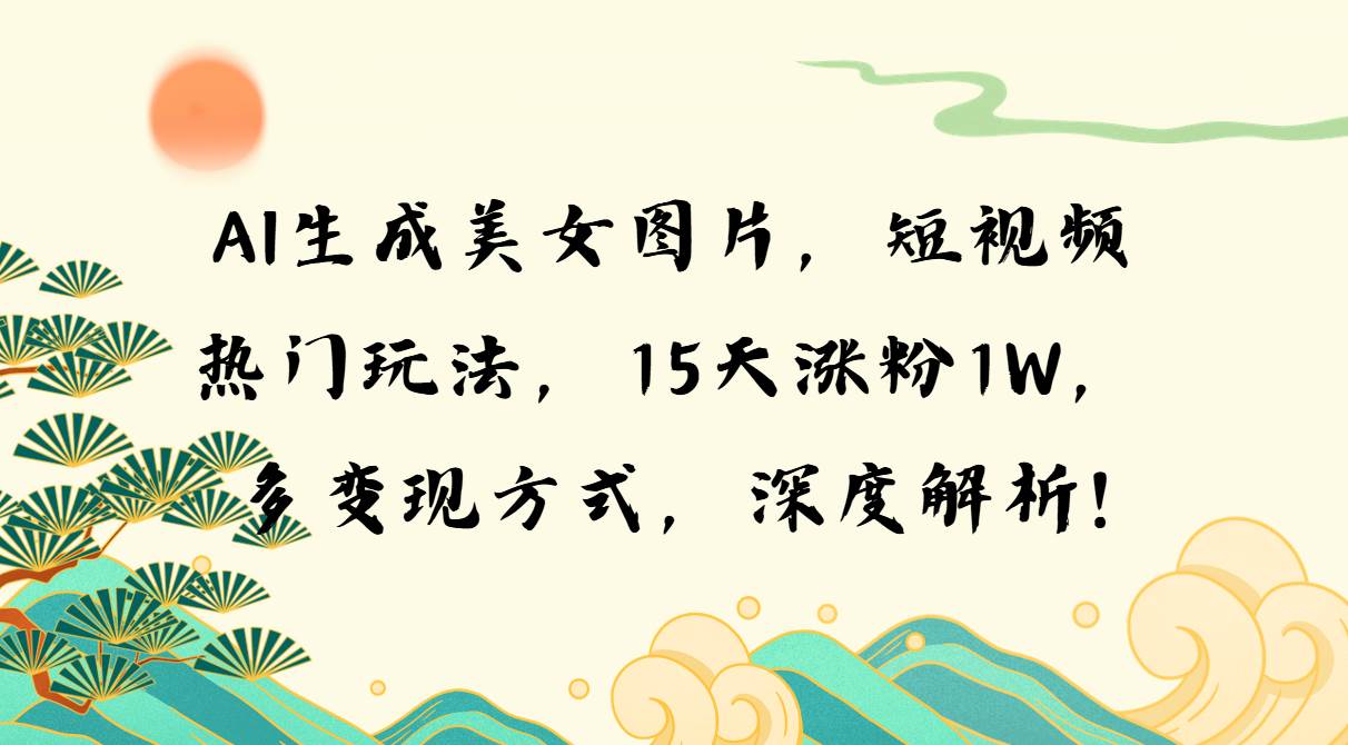 （13581期）AI生成美女图片，短视频热门玩法，15天涨粉1W，多变现方式，深度解析!-甄选网创