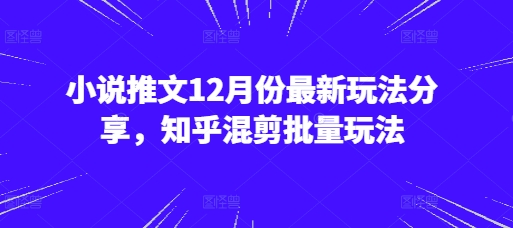 小说推文12月份最新玩法分享，知乎混剪批量玩法-甄选网创