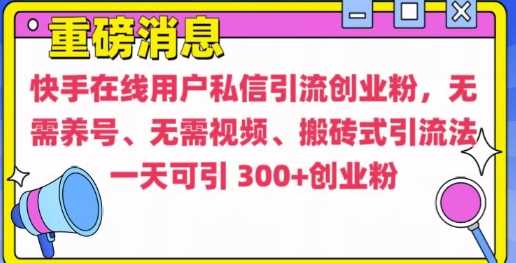 快手最新引流创业粉方法，无需养号、无需视频、搬砖式引流法【揭秘】-甄选网创