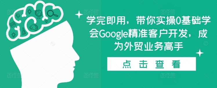 学完即用，带你实操0基础学会Google精准客户开发，成为外贸业务高手-甄选网创