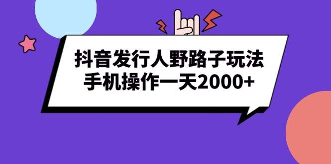 （13657期）抖音发行人野路子玩法，手机操作一天2000+-甄选网创