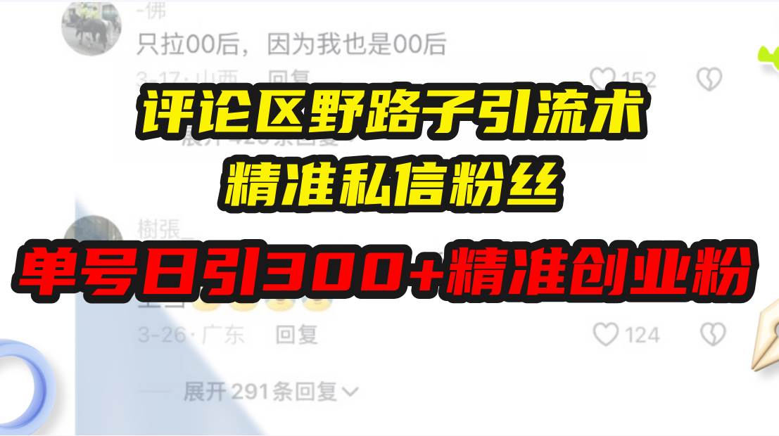 （13676期）评论区野路子引流术，精准私信粉丝，单号日引流300+精准创业粉-甄选网创