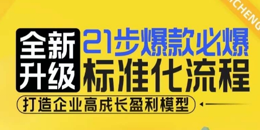 21步爆款必爆标准化流程，全新升级，打造企业高成长盈利模型-甄选网创