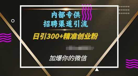 内部招聘渠道日引流300+创业粉，加爆你的微信【揭秘】-甄选网创