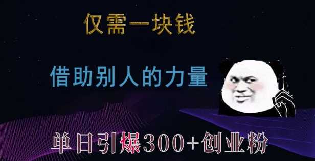 仅需一块钱，借助别人的力量，单日引爆300+创业粉、兼职粉【揭秘】-甄选网创