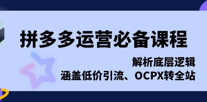 （13700期）拼多多运营必备课程，解析底层逻辑，涵盖低价引流、OCPX转全站-甄选网创