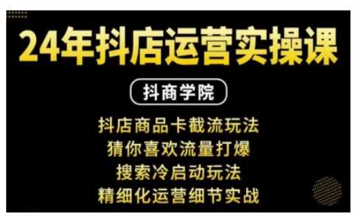 抖音小店运营实操课：抖店商品卡截流玩法，猜你喜欢流量打爆，搜索冷启动玩法，精细化运营细节实战-甄选网创