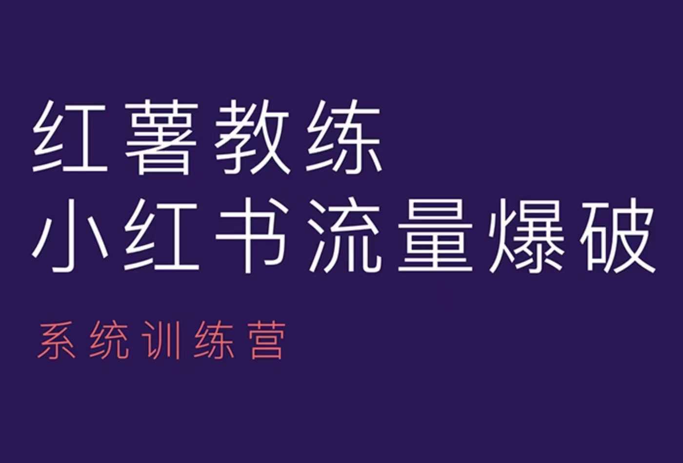 红薯教练-小红书内容运营课，小红书运营学习终点站-甄选网创