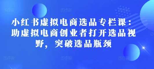 小红书虚拟电商选品专栏课：助虚拟电商创业者打开选品视野，突破选品瓶颈-甄选网创