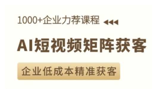 AI短视频矩阵获客实操课，企业低成本精准获客-甄选网创