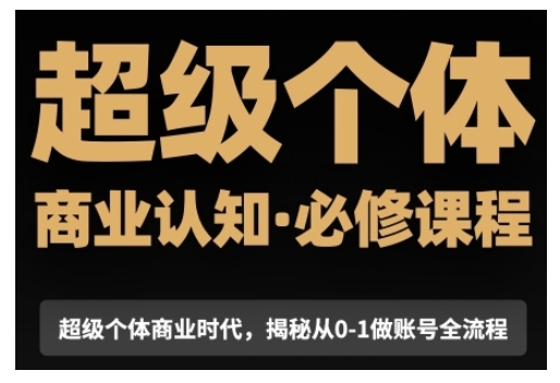 超级个体商业认知觉醒视频课，商业认知·必修课程揭秘从0-1账号全流程-甄选网创