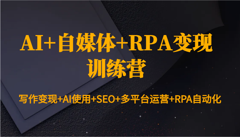 AI+自媒体+RPA变现训练营：写作变现+AI使用+SEO+多平台运营+RPA自动化-甄选网创