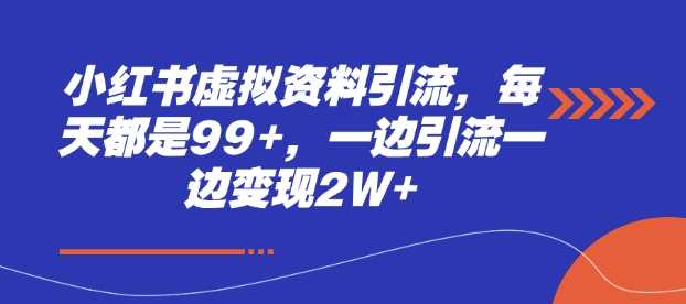 小红书虚拟资料引流，每天都是99+，一边引流一边变现2W+-甄选网创