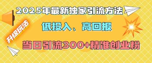 2025年最新独家引流方法，低投入高回报？当日引流300+精准创业粉-甄选网创