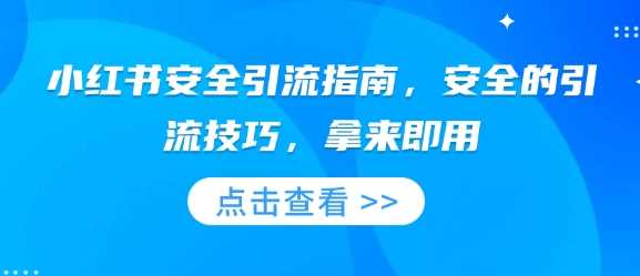 小红书安全引流指南，安全的引流技巧，拿来即用-甄选网创