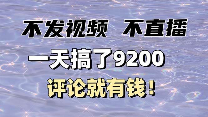 （14018期）不发作品不直播，评论就有钱，一条最高10块，一天搞了9200-甄选网创