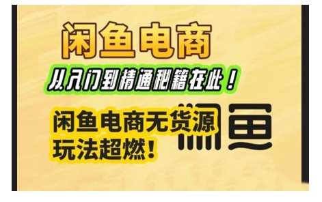 闲鱼电商实战课，从入门到精通秘籍在此，闲鱼电商无货源玩法超燃!-甄选网创