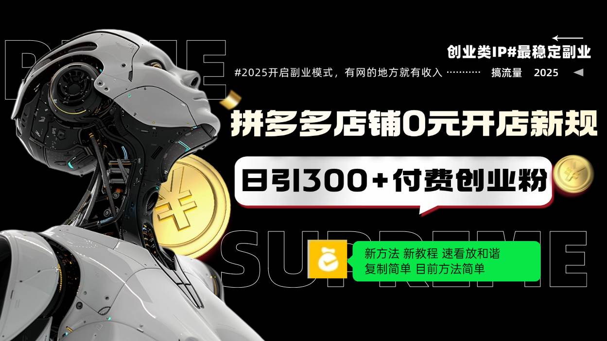 （14092期）拼多多店铺0元开店新规，日引300+付费创业粉，目前方法简单复制粘贴可矩阵-甄选网创