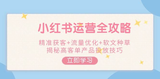 （14207期）小红书运营全攻略，精准获客+流量优化+软文种草，揭秘高客单产品投放技巧-甄选网创