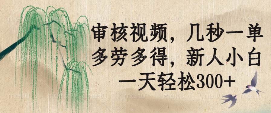 （14202期）审核视频，几秒一单，多劳多得，新人小白一天轻松300+-甄选网创
