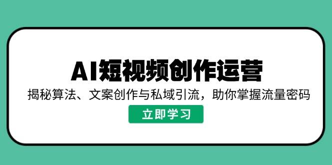 AI短视频创作运营，揭秘算法、文案创作与私域引流，助你掌握流量密码-甄选网创